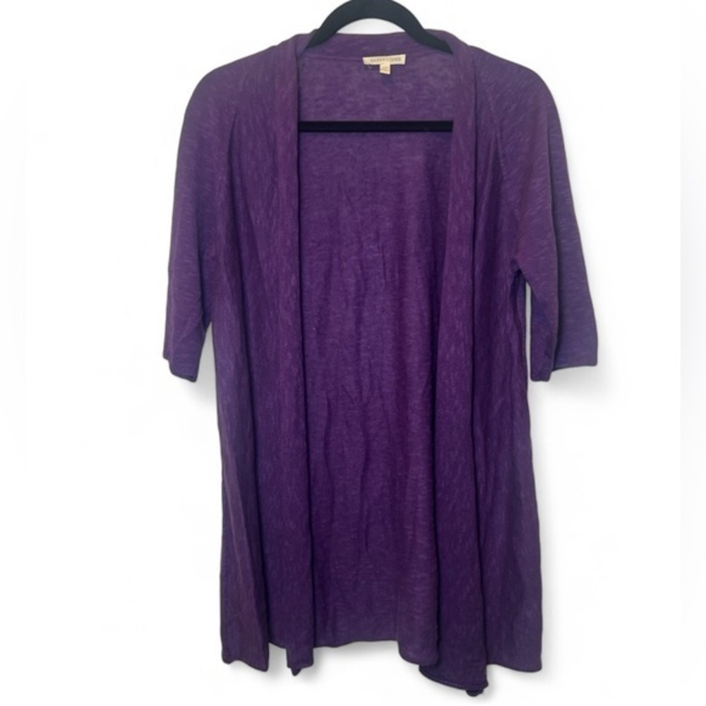 Eileen Fisher‎ Women Small Purple Open Linen Cotton Luxury Cardigan Sustainable